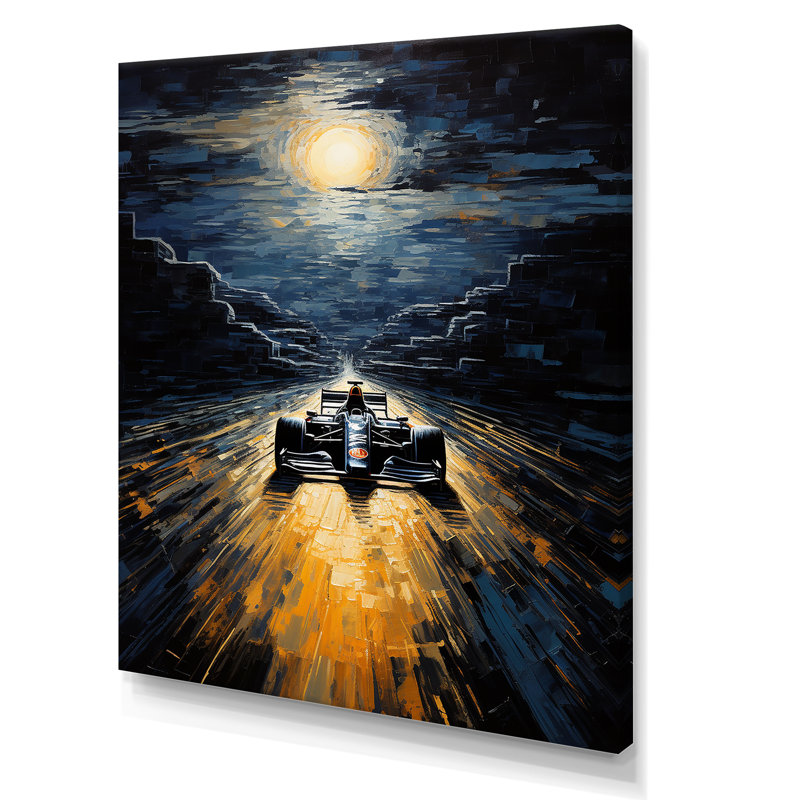 Midnight Formule Car Race Track I, Toile tendue, H 20 po x l 12 po x P 1 po