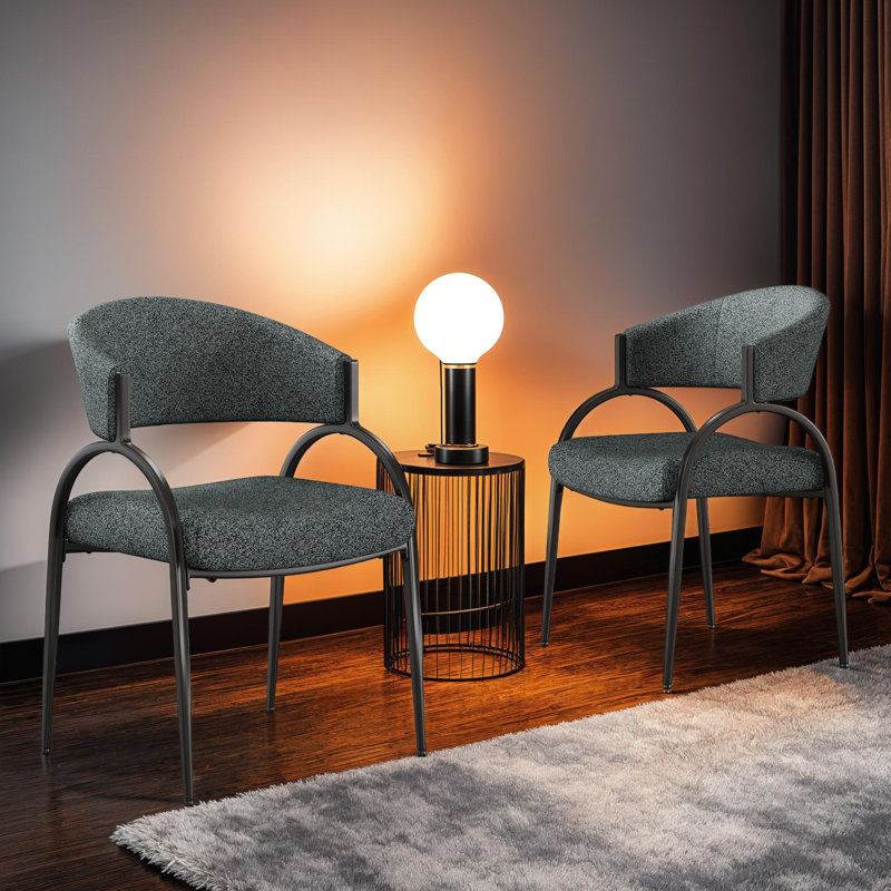 Aadian 19.75'' H Fabric Upholstered Metal Side Chair, Dark Green