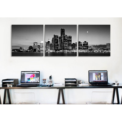 " Buildings At The Waterfront, River Detroit, Detroit, Michigan, USA " by Panoramic Images 3 - Pieces