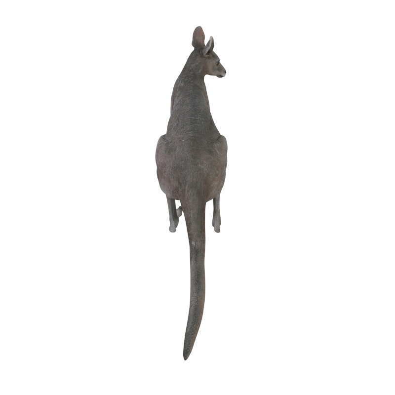 Life-Size Gray Plastic Kangaroo Statue with Joey