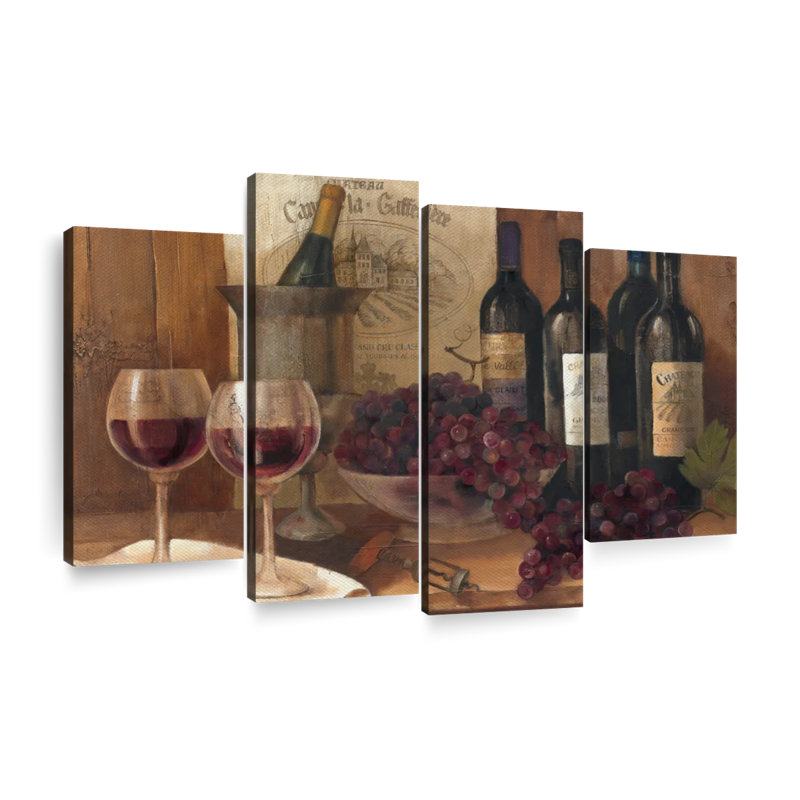Vin rouge rétro 4 pièces, H 36 po x l 22 po x P 1 po