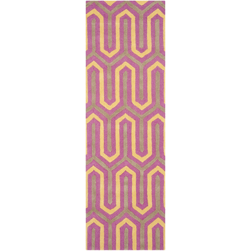 Deedgra Hand Tufted Wool Geometric Rug, Runner 2'6" x 8'