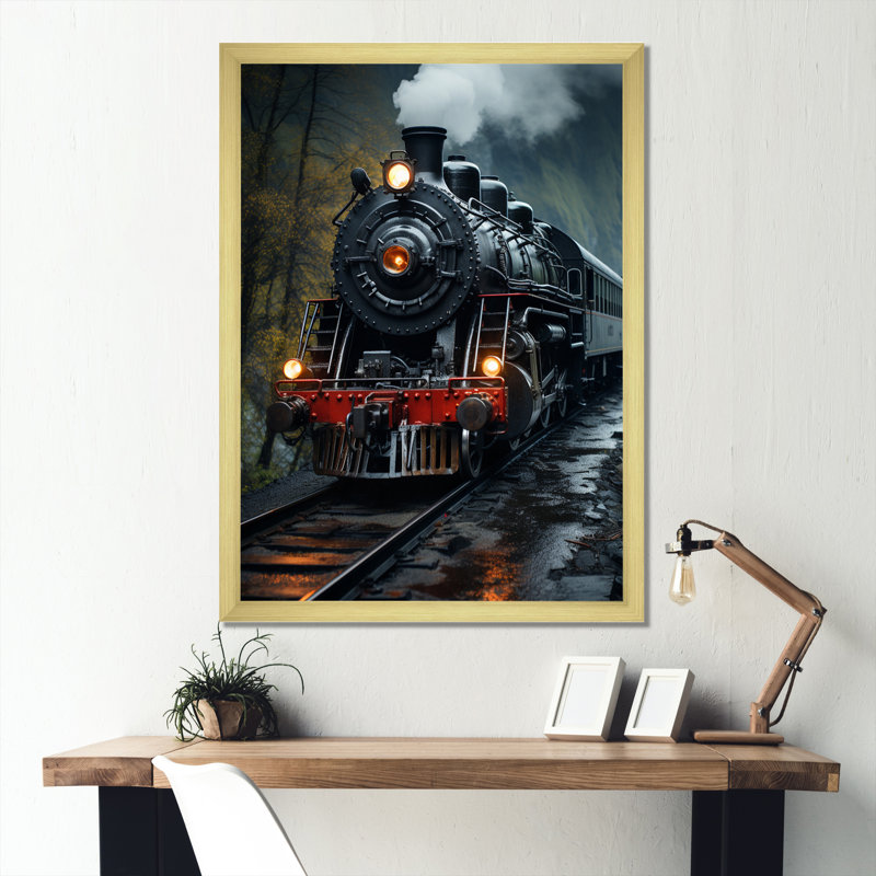 «The Massive Steam Locomotive Belches Smoke I», reproduction sur toile moderne, H 40 po x l 30 po x P 1,5 po