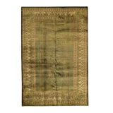 Hand Knotted Wool Southwestern Area Rug in Green