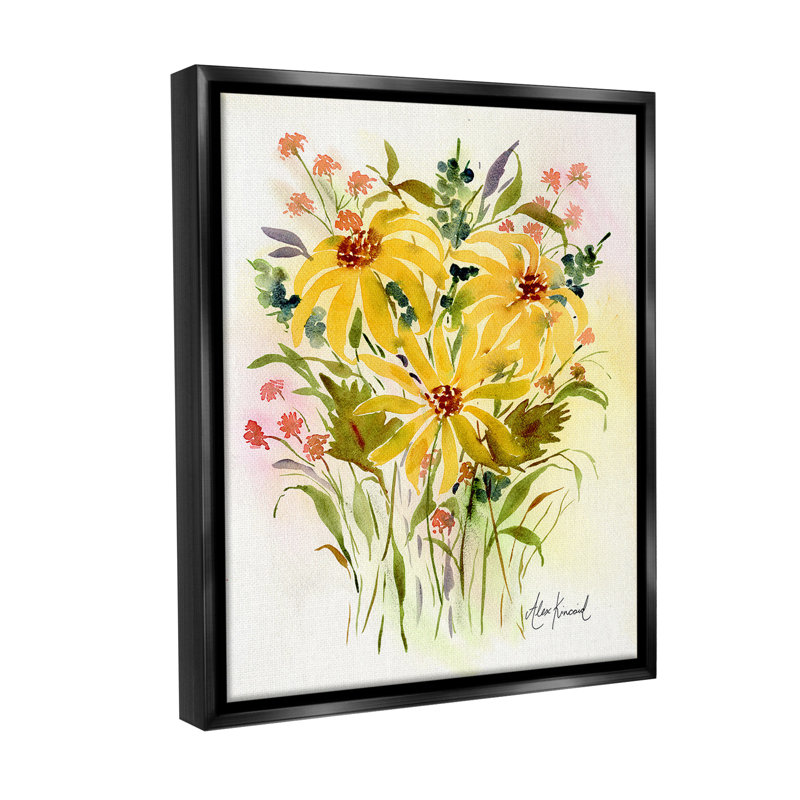 «Abstract Daisy Bunches Floater Frame» par Alexandria Gilbert Kincaid sur toile, Cadre flottant noir de jais