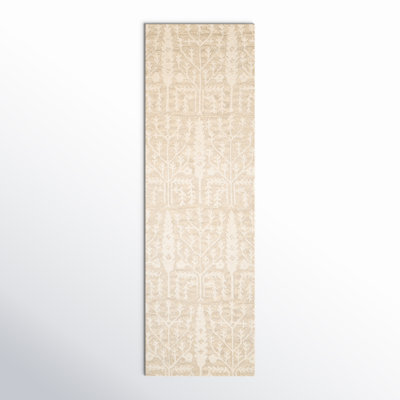 Arcuri Floral Handmade Tufted Wool Beige Area Rug