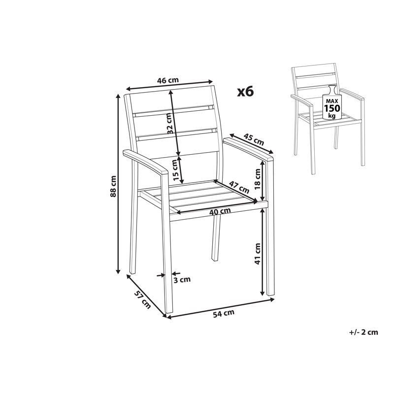 Wolfsburg Stacking Patio Dining Armchair, Black/Light Brown