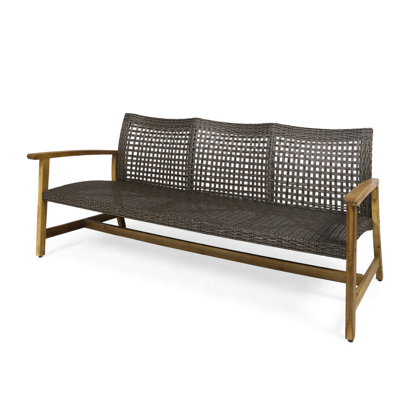Wood Backyard - 3 Seater With And Iron Details Comfortable Outdoor In Natural Finish, Natural
