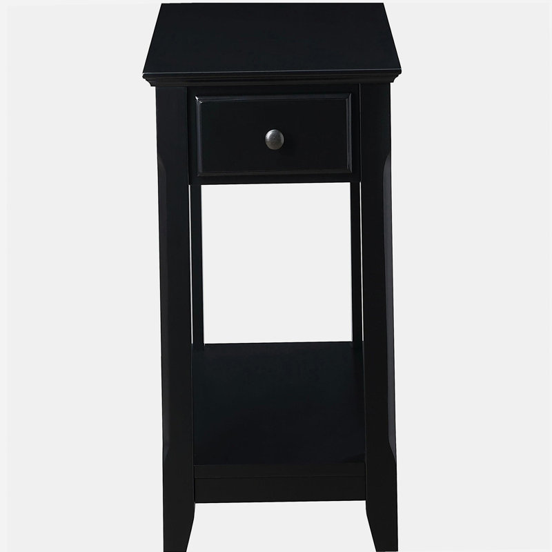 Black Accent Table with Bottom Shelf