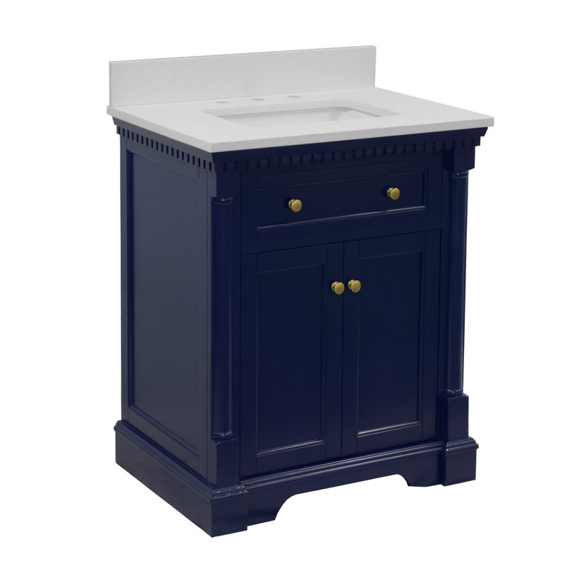 Meuble-lavabo simple 30 po Fossen, Bleu royal, Quartz