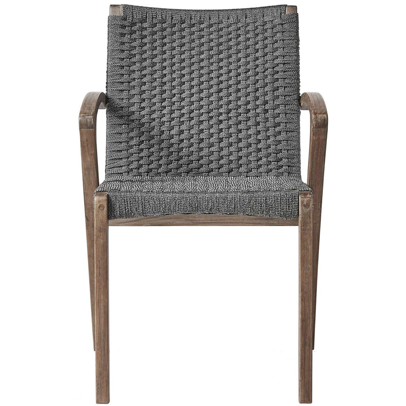Verge Outdoor Dining Armchair, Shades of Gray Cord and Distressed Eucalyptus