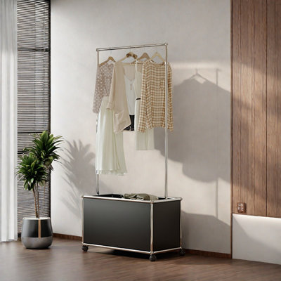 Stainless Steel Coat Rack with Storage Basket