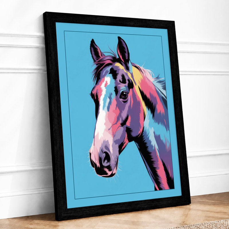 Vibrant Horse Portrait Modern - Framed Print, A2 - 59.4 x 42.0 cm, Black