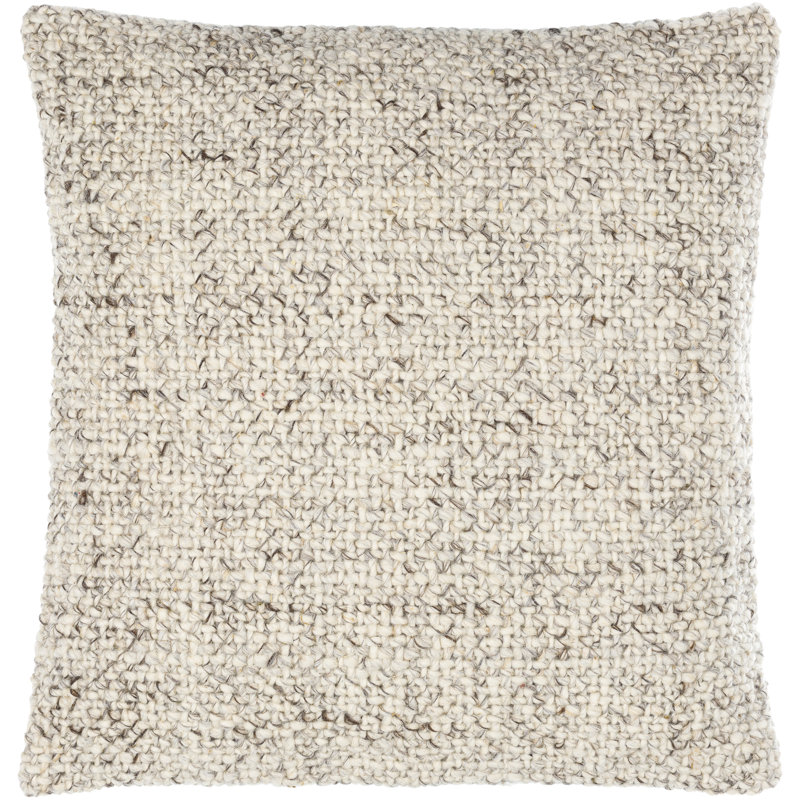 Antique White Textured Wool Square Throw Pillow