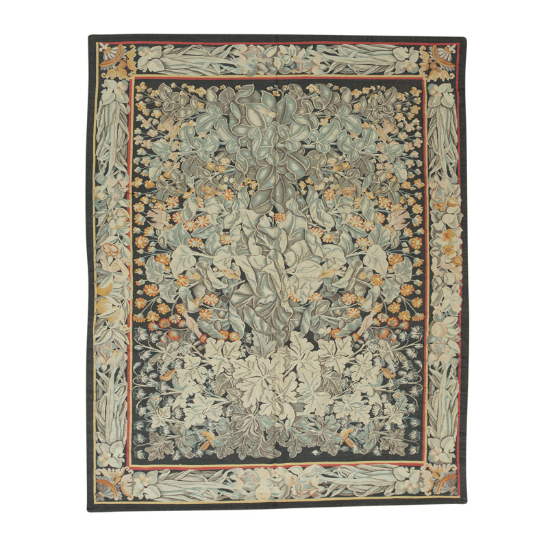 Hand-Knotted High-Quality Green and Brown Area Rug