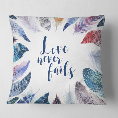 Housse et insert de coussin en plumes avec citation inspirante Feathers