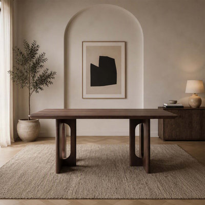 62.9-inch Rectangular Wood Dining Table, Minimalist Modern Design for Kitchens and Dining Rooms, Walnut Finish