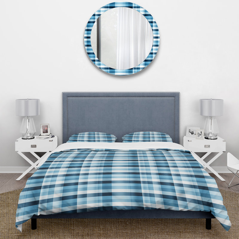 Nautical Charm Blue Plaid Pattern - Ensemble de housse de couette à carreaux