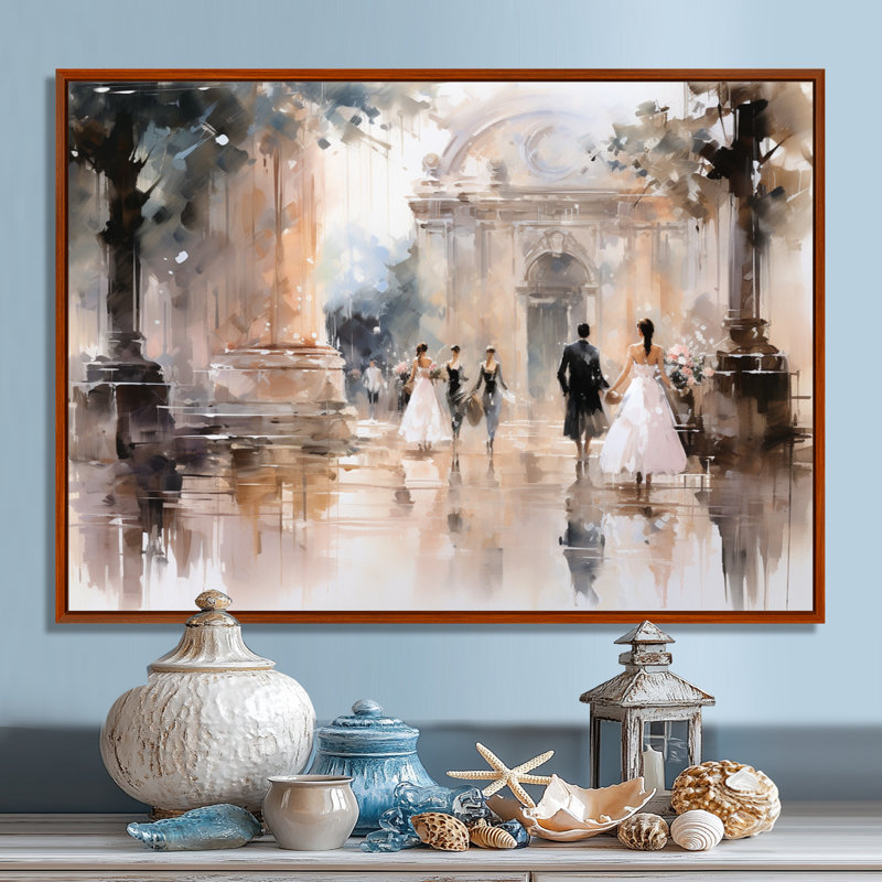 Impression sur toile Fashion Impressionist Elegance II, H 30 po x l 40 po x P 1,5 po, Cadre flottant brun