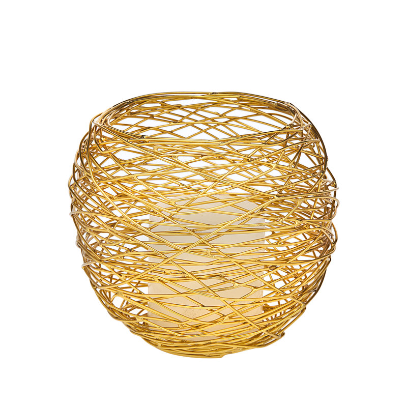 Round Nest Stainless Steel Votive, Gold, 4.5" H x 5" W x 5" D