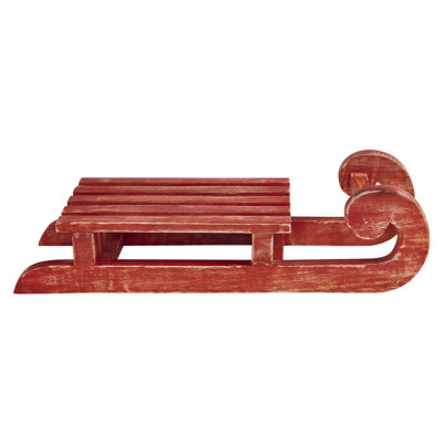 Festive Finds Red Sled Wooden Figurine 16x6x2.75