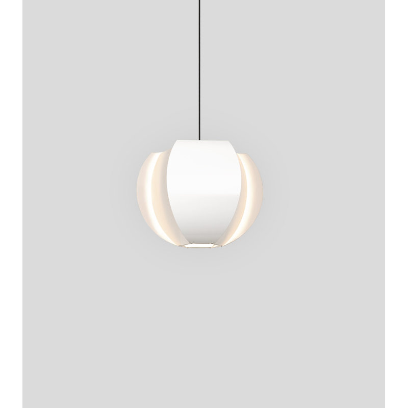 Luminaire suspendu sphérique Veris, H 15 po x l 21,75 po x P 21,75 po, Blanc brillant