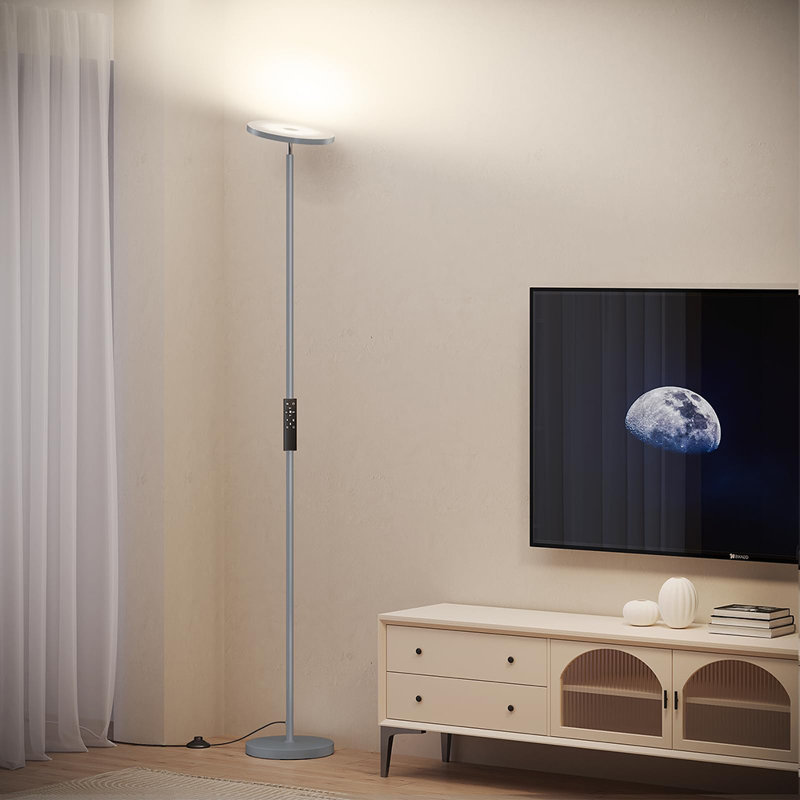 Lampe sur pied à DEL super brillante avec télécommande, Gris