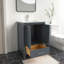 Ensemble de meuble-lavabo autoportant Amandie 24 po gris anthracite avec plateau en quartz blanc-738044142-731701165