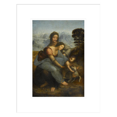 La Vierge «L'enfant Jesus et Sainte Anne» par Leonardo Da Vinci - Estampe numérique encadrée
