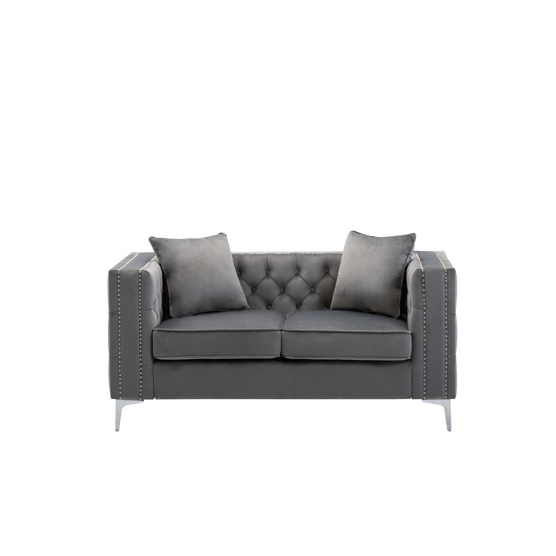 Causeuse en velours gris Kujawski