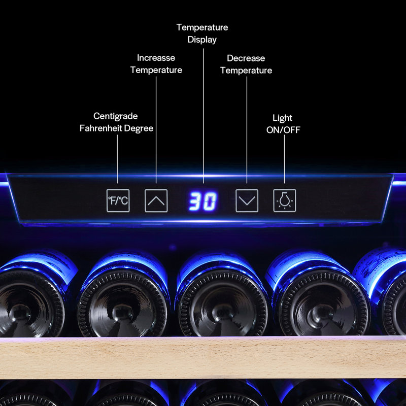 24 In. 171-bottle Stainless Steel Built-in/freestanding Wine Cooler With Digital Control, Beechwood Shelves