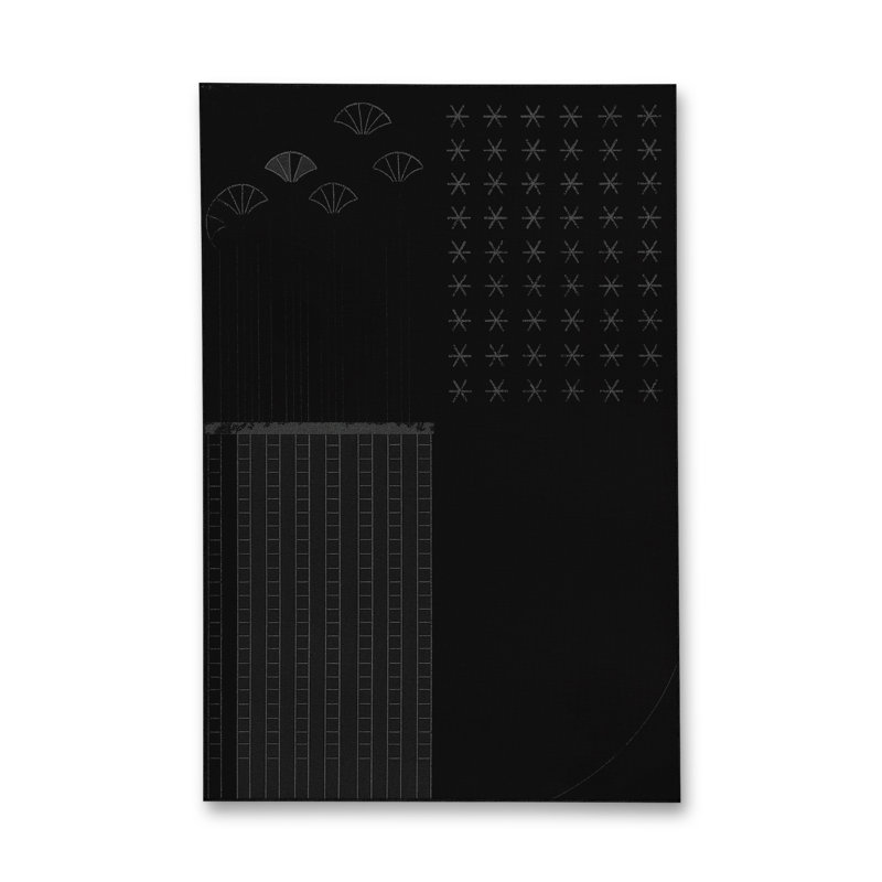 Tapis noir tissé à motif abstrait lavable Mosso, 4'7" x 6'7"