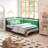 Corner Bed Frame With Led Light And Charging Station, Line Fabric Upholstered Bed With 2 Underbed Storage Drawers, Modern Daybed No Box Spring Needed/noise-free, Gray-222030704