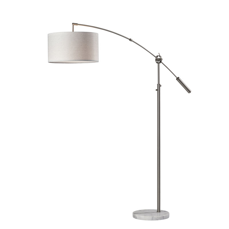 Lampe sur pied arquée 81 po Kata, Acier brossé, Taupe clair