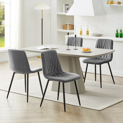 50cm H Velvet Upholstered Metal Side Chair