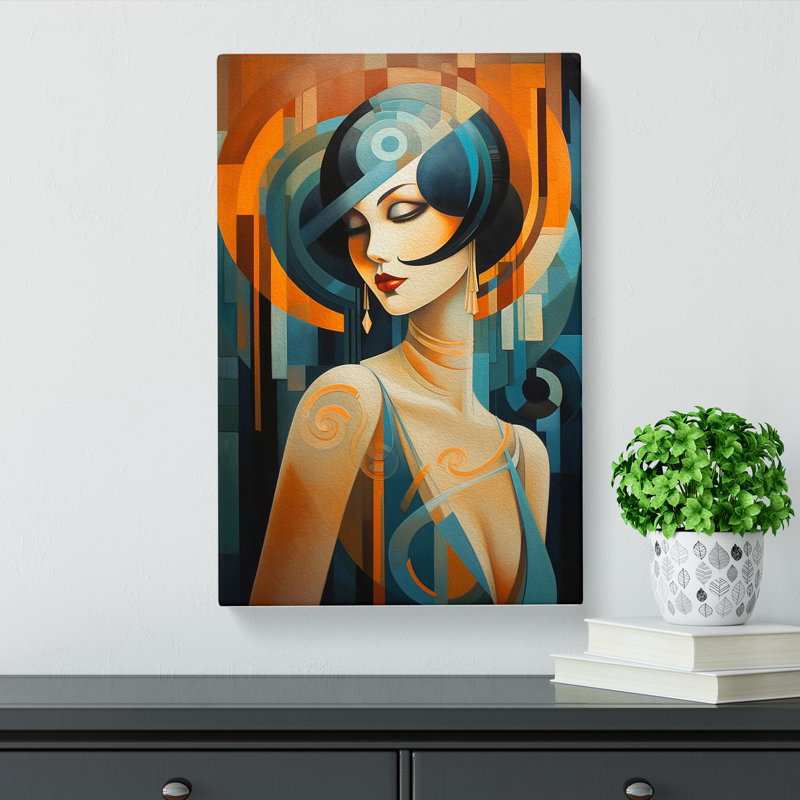 Art Deco Woman Expressionism - Wrapped Canvas Print, 50cm H x 35cm W x 3cm D