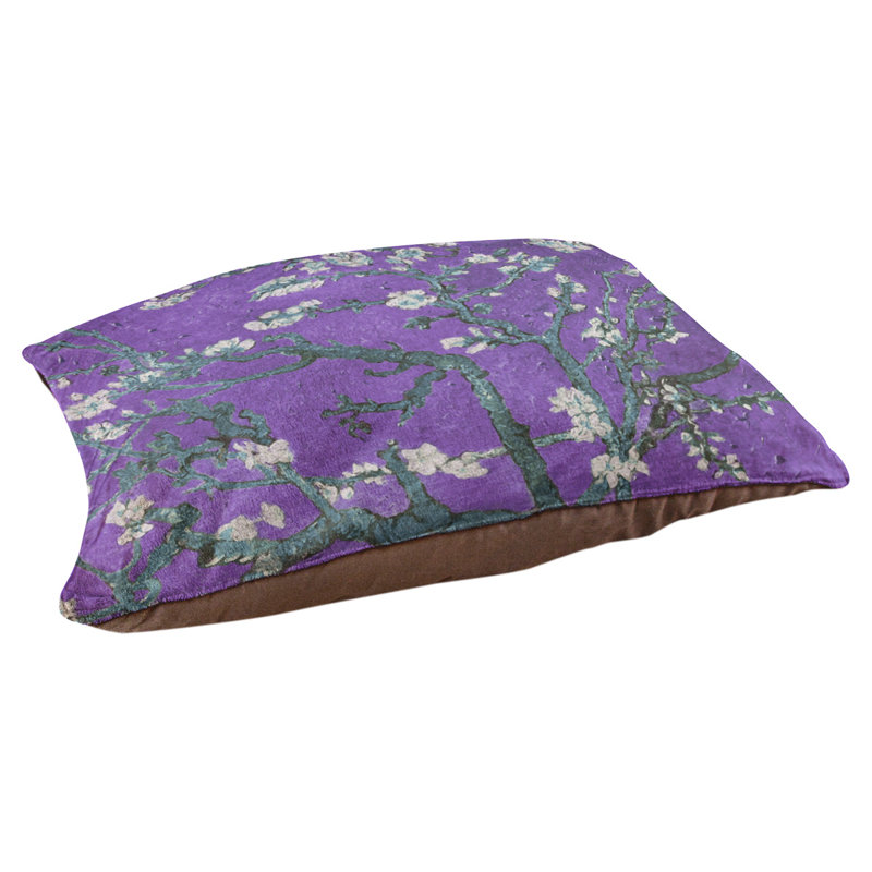 Coussin de concepteur de fleurs d’amande Burk, L 19,5 po x l 29,5 po, Mauve / bleu / brun foncé