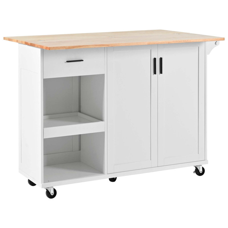 Kitchen Island With Foldable Counter Top, Kitchen Storage Cart With Slide-Out Shelf, Towel Rack And Drawer,Rolling Kitchen Cart On Wheels, For Kitchen, Living Room, Dining Room