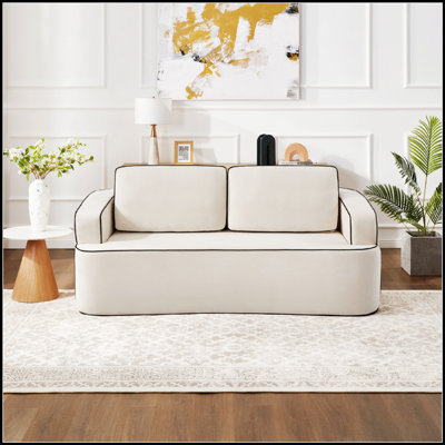 Space-Saving Integrated Handrail Double Seating Sofa, Ideal For Small Living Spaces And Studio Apartments With Comfort And Style.