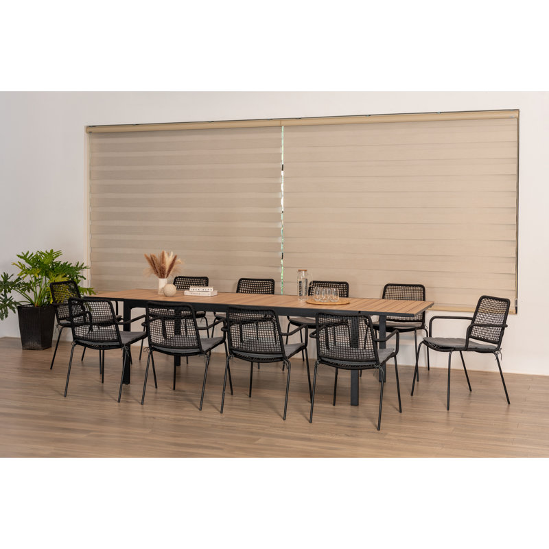 Cenka Jersey Aluminum and Rope Outdoor Patio Dining Set, 10
