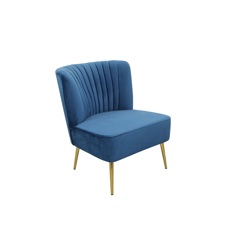 Chaise d'appoint capitonnée 28 po, Velours bleu