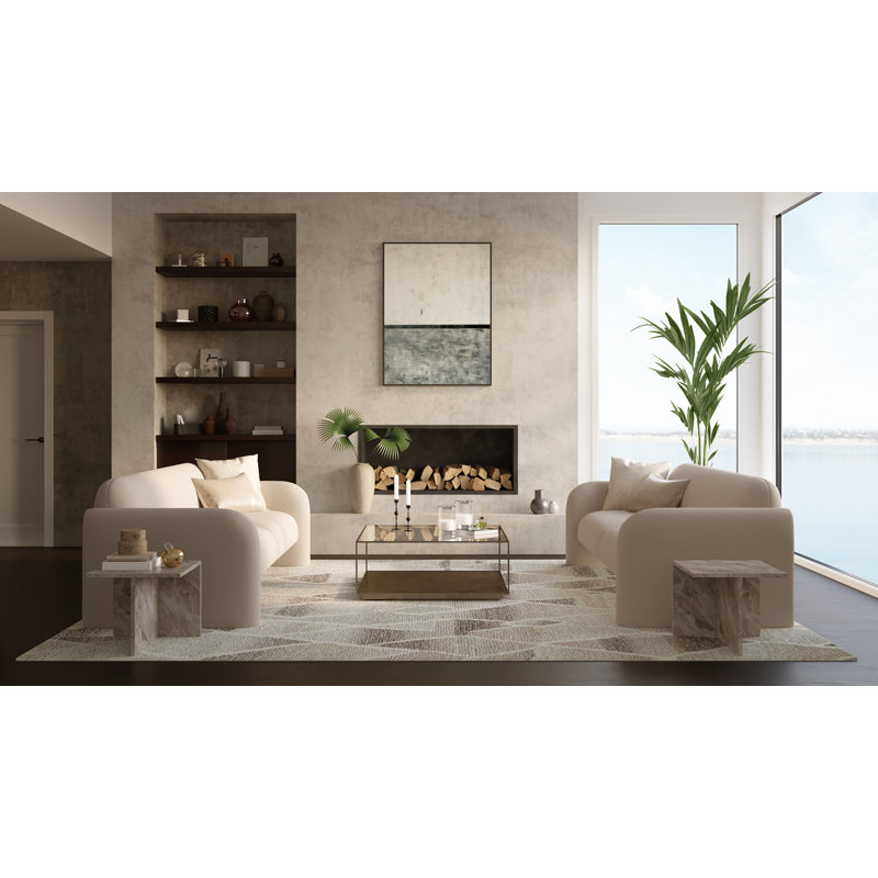 Wool Abstract Area Rug in Gray/White/Brown, Rectangle 12' x 15'