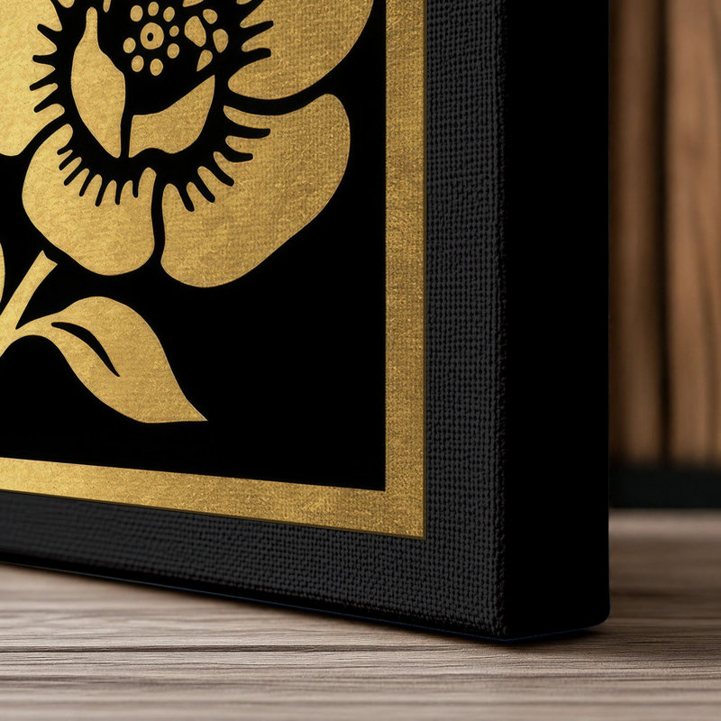 Gilded Study Botanical - Wrapped Canvas, 18x12 - 45.7 x 30.5 cm, Black Border