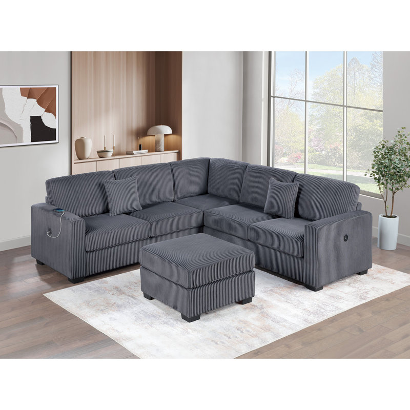 Canapé modulaire rembourré Living, Gris foncé