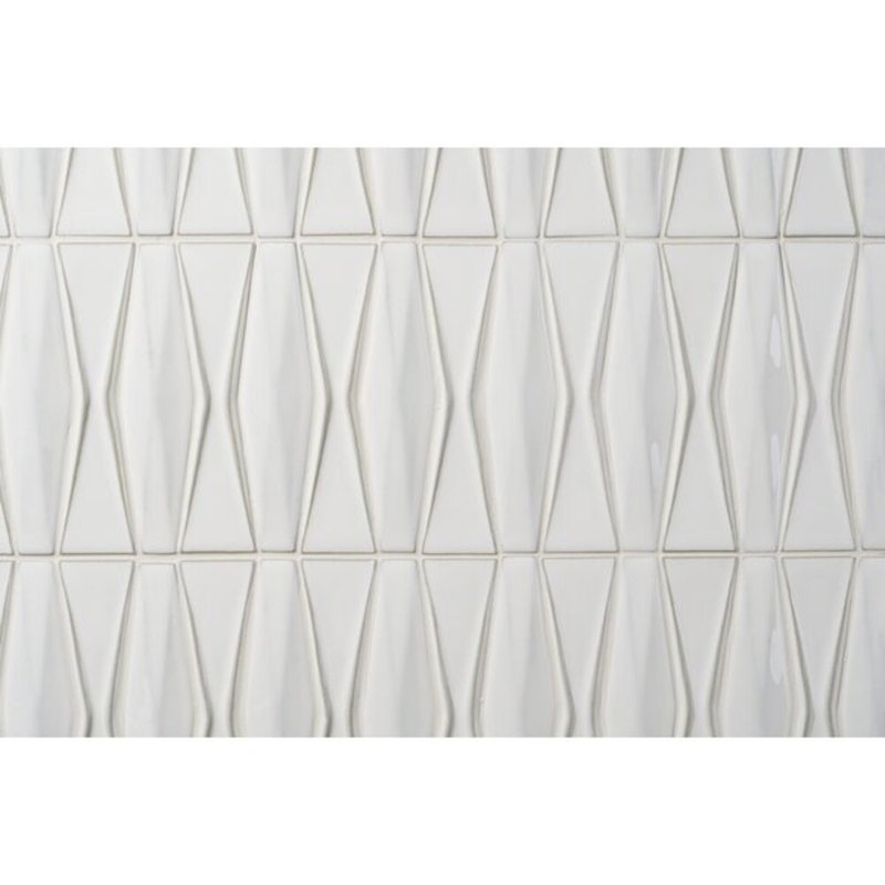 Nabi Harlequin 2x8 Glossy Glass Mosaic Tile, Natural White