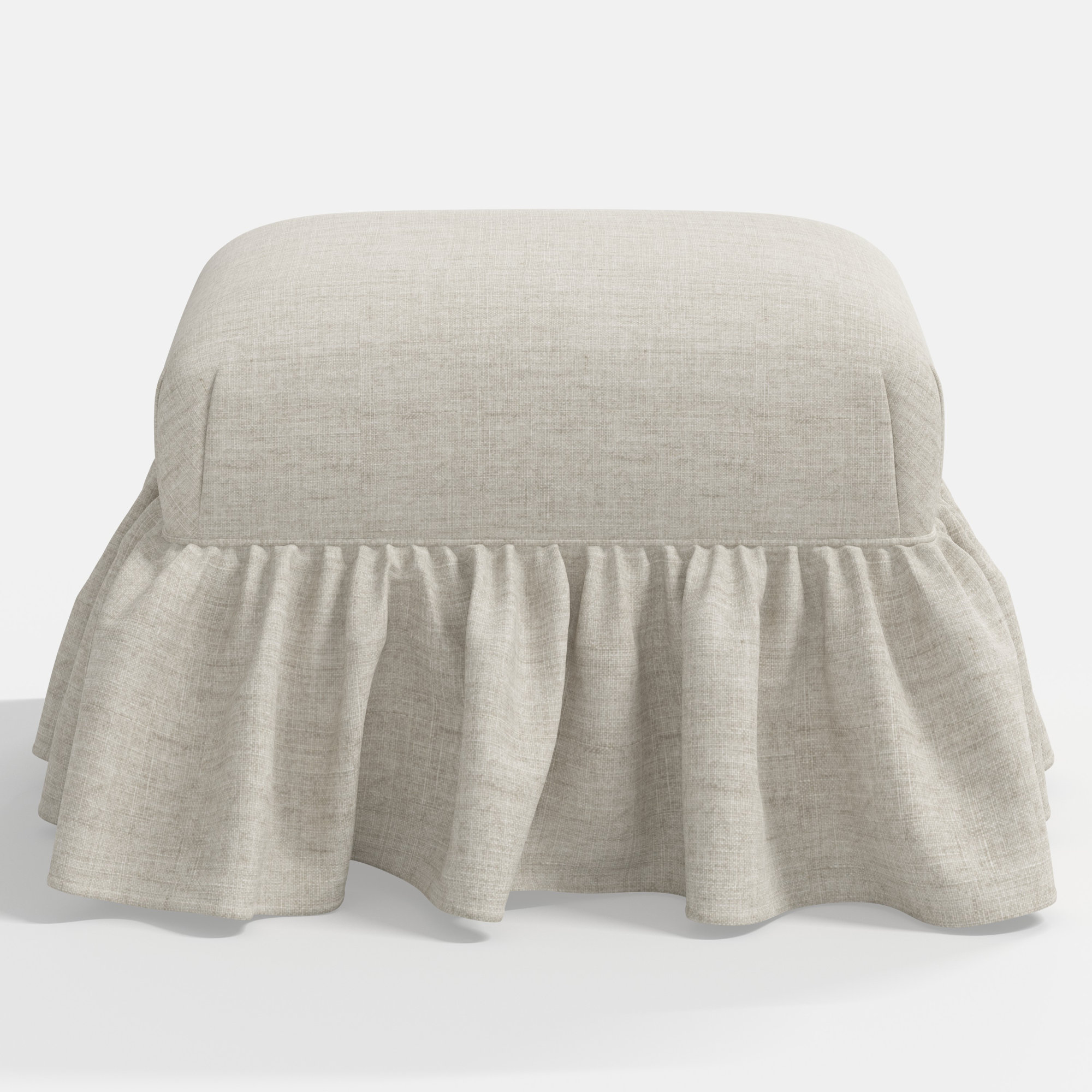Stoffer Home x Cloth & Company June Ottoman , Relaxed Zinc Linen