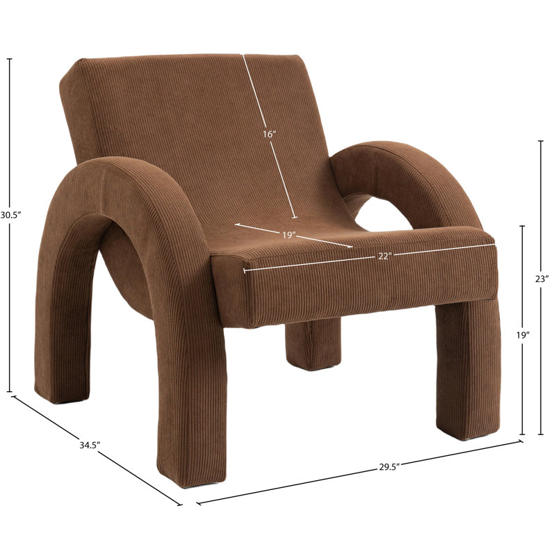 Fauteuil Hodon, Velours côtelé brun