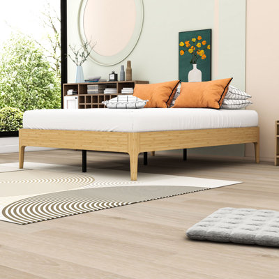 Wood Platform Bed with Slats