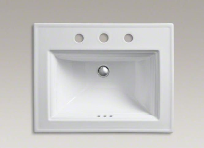 Memoirs Stately Drop-in Bathroom Sink, White, 8" Centers