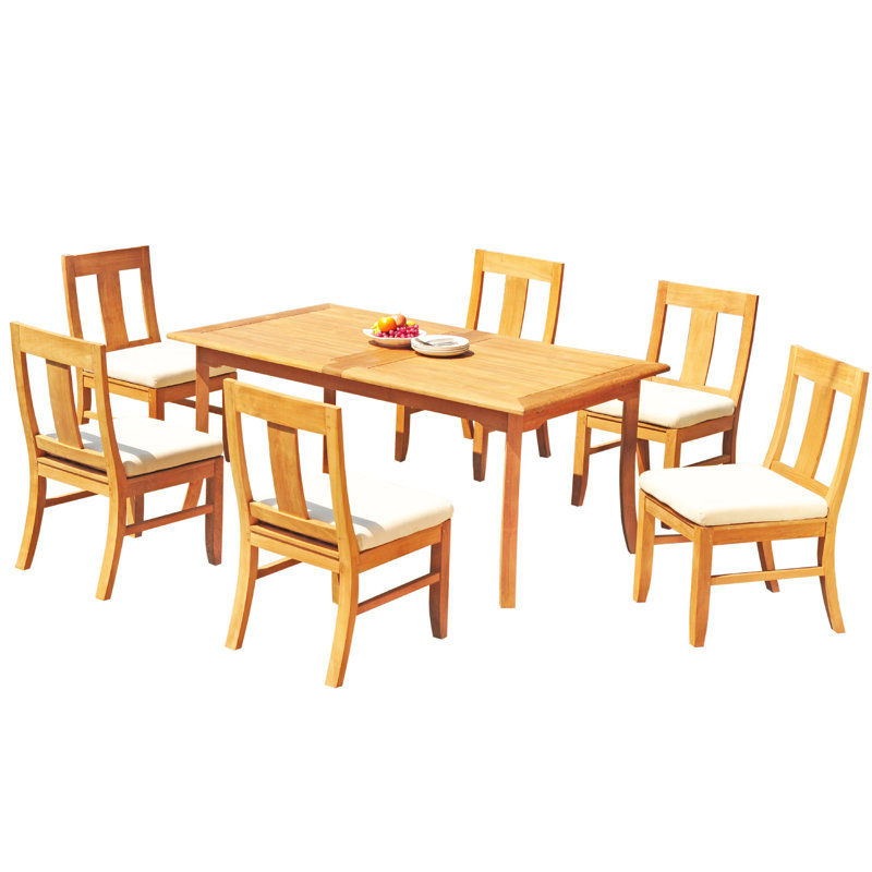 Ensemble de salle à manger rectangulaire en teck Kevon, H 30,5 po x L 71 po x l 40 po, 8